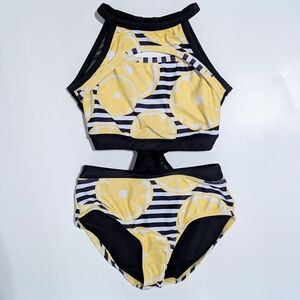 Lemon Print Kids Dance Costume Set